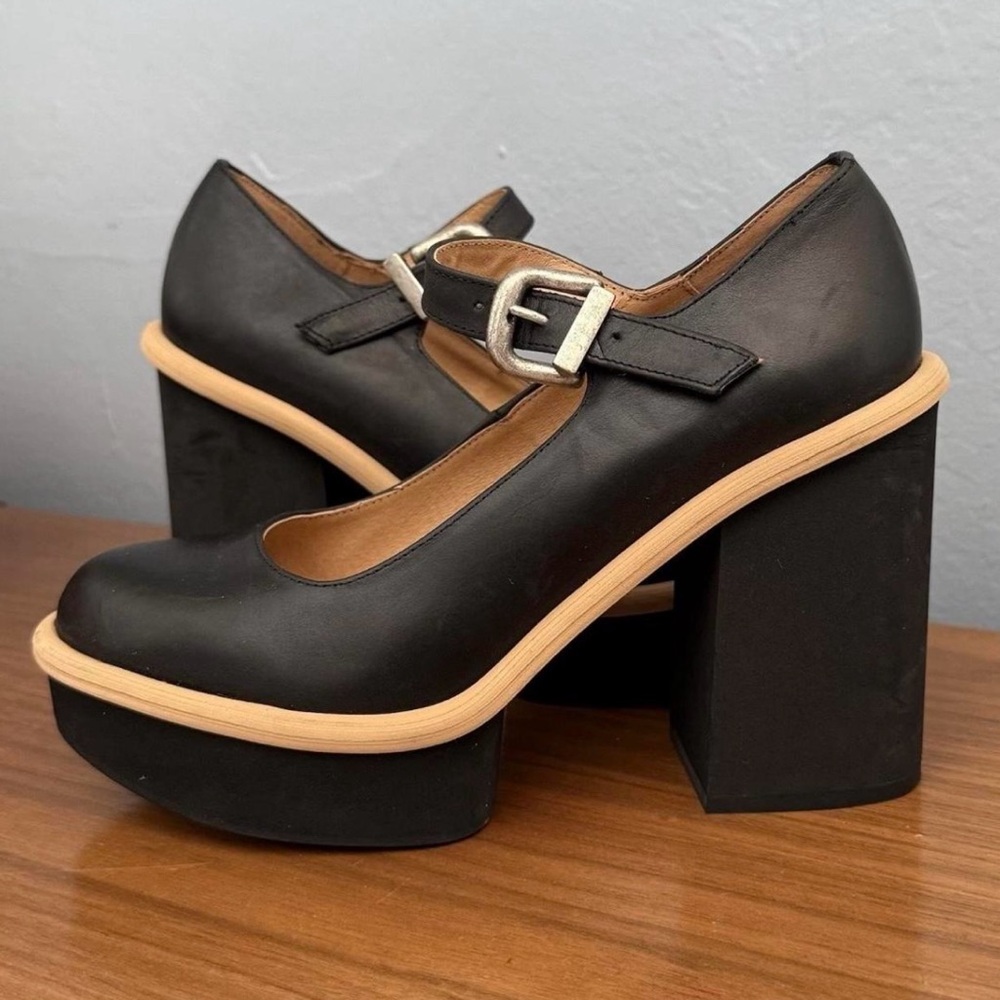 Free People Black Chunky Heel Mary Janes